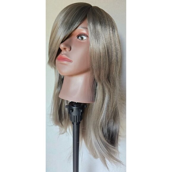 20'' Long Straight Grey Synthetic Wig Bang Layers Cosplay Costume Anime Gray NEW - Picture 1 of 8